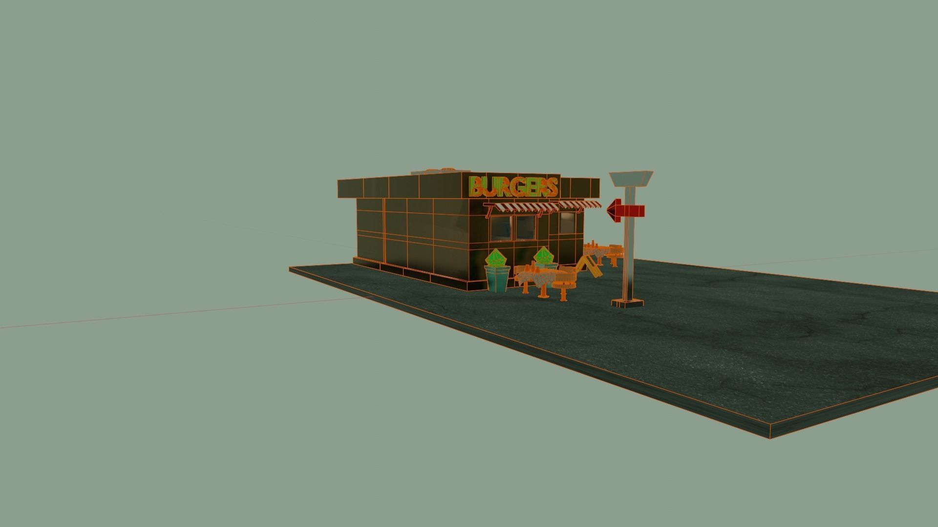 Burger Cafe 3D model_12