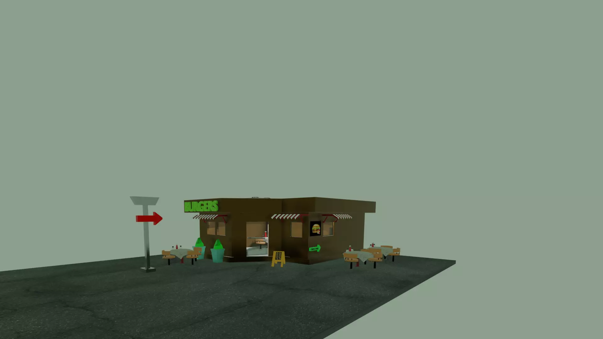 Burger Cafe 3D model_0