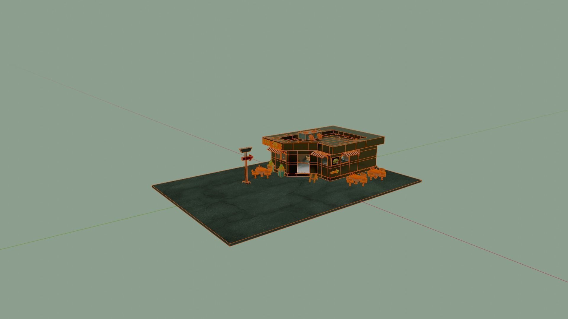 Burger Cafe 3D model_9