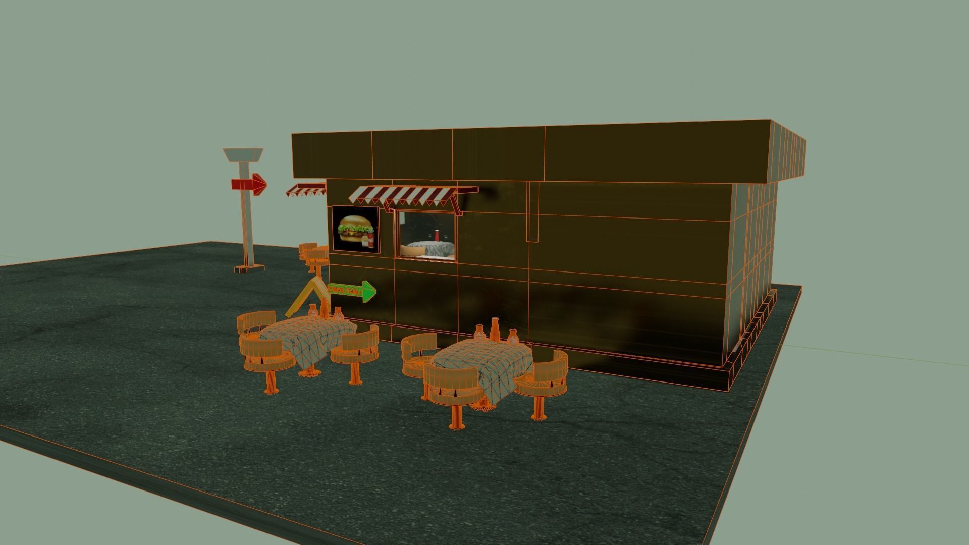 Burger Cafe 3D model_13