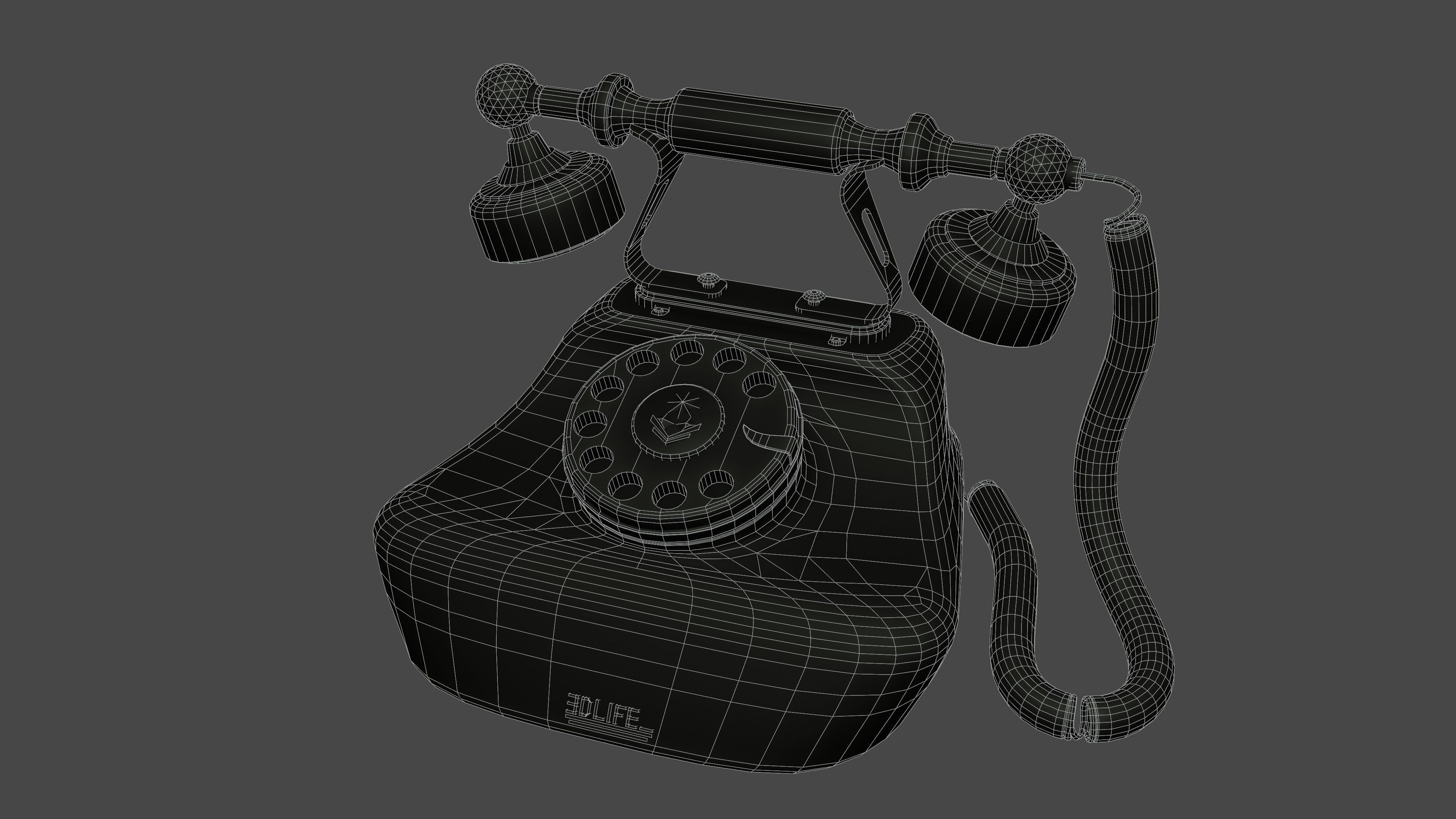 Old Telephone  Low-poly 3D model_19