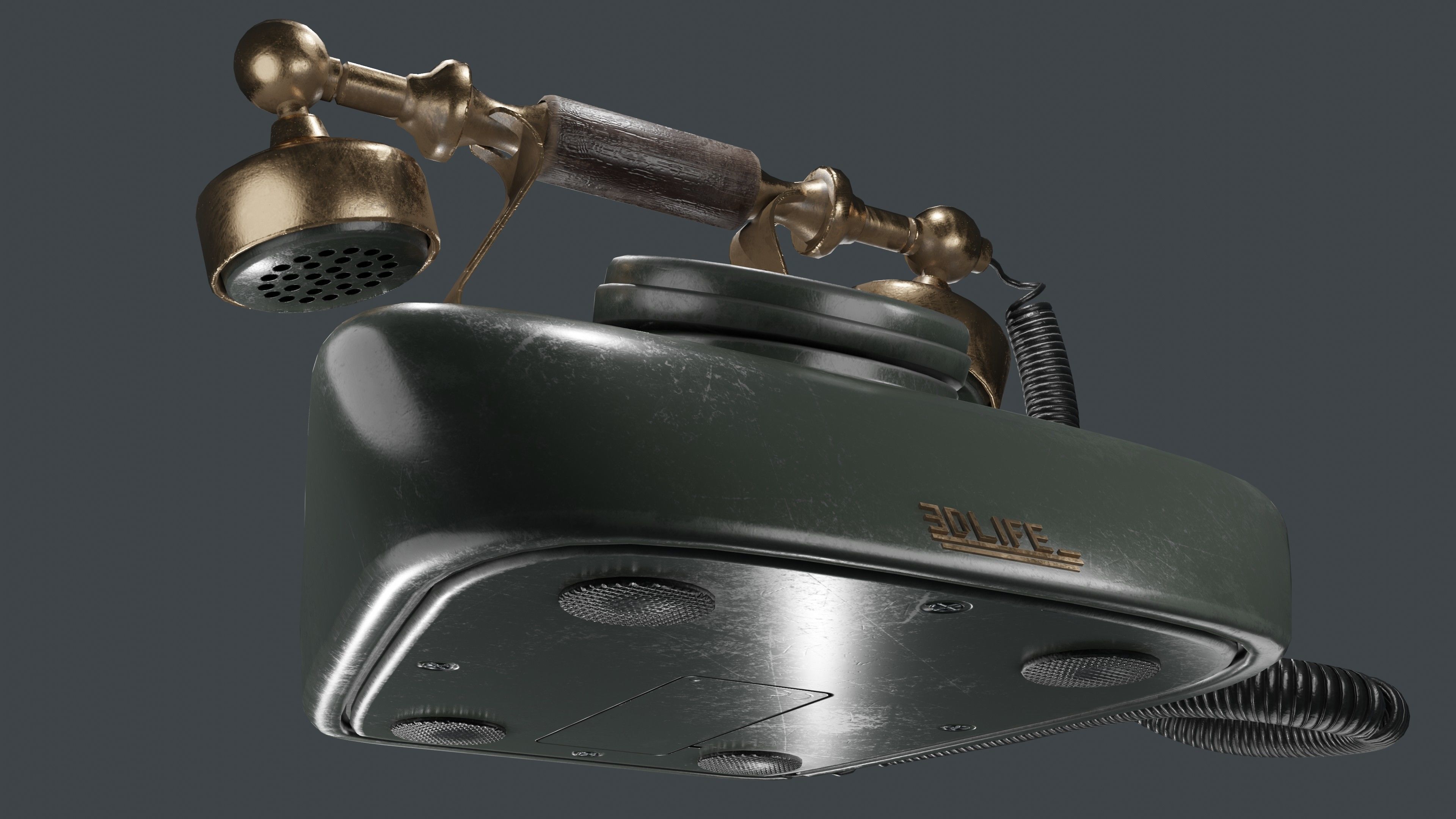 Old Telephone  Low-poly 3D model_5