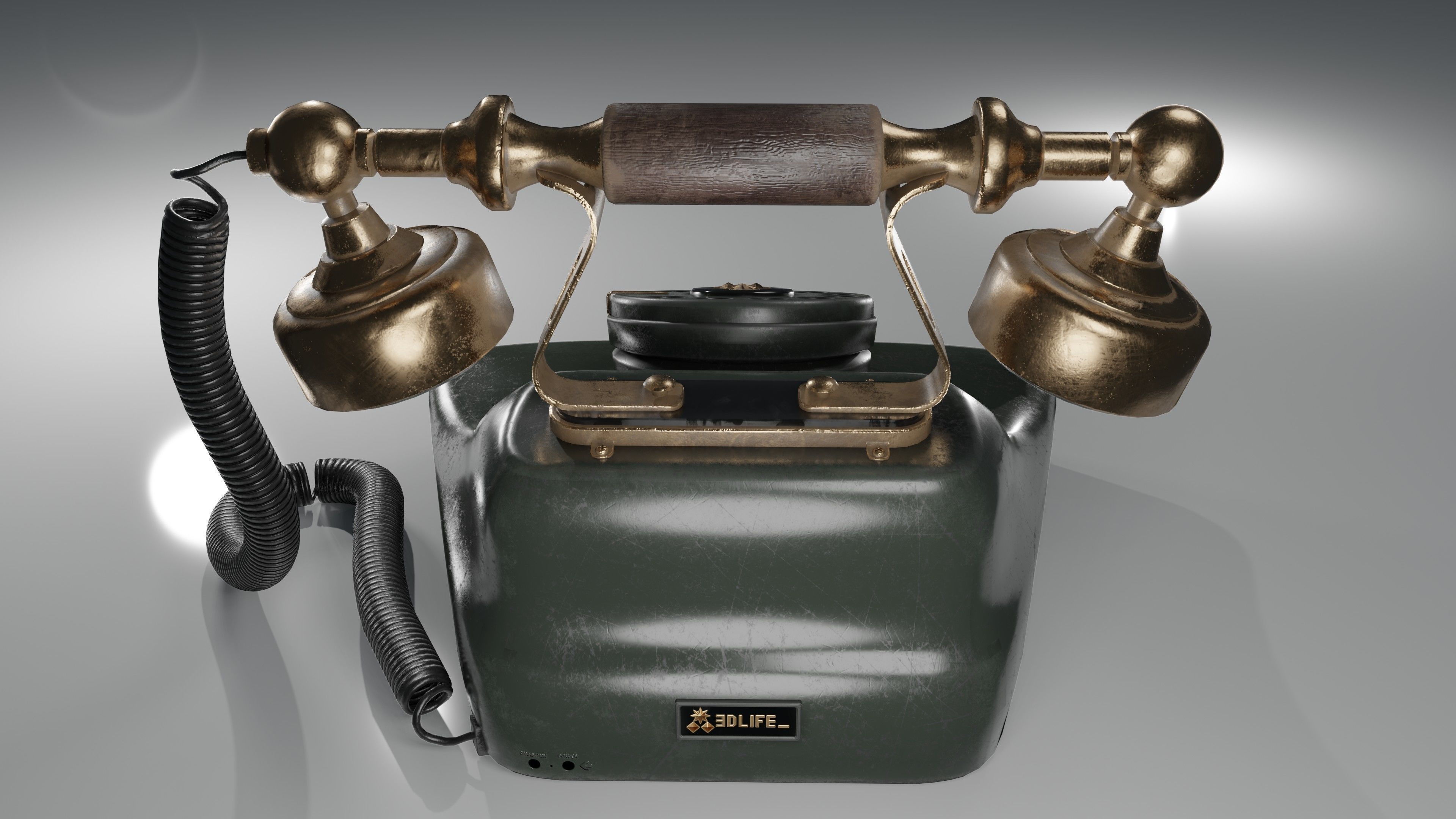 Old Telephone  Low-poly 3D model_4