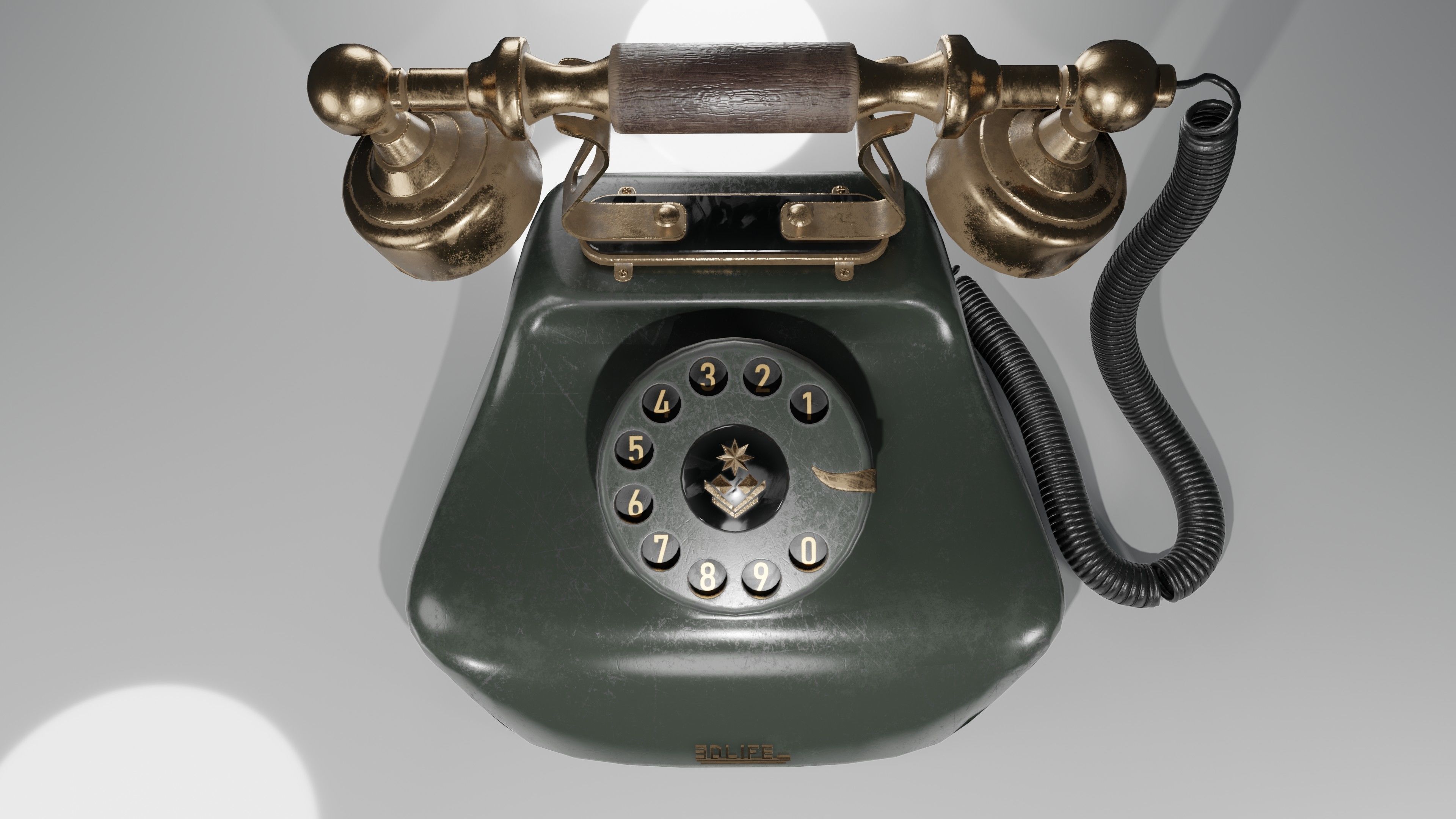 Old Telephone  Low-poly 3D model_2