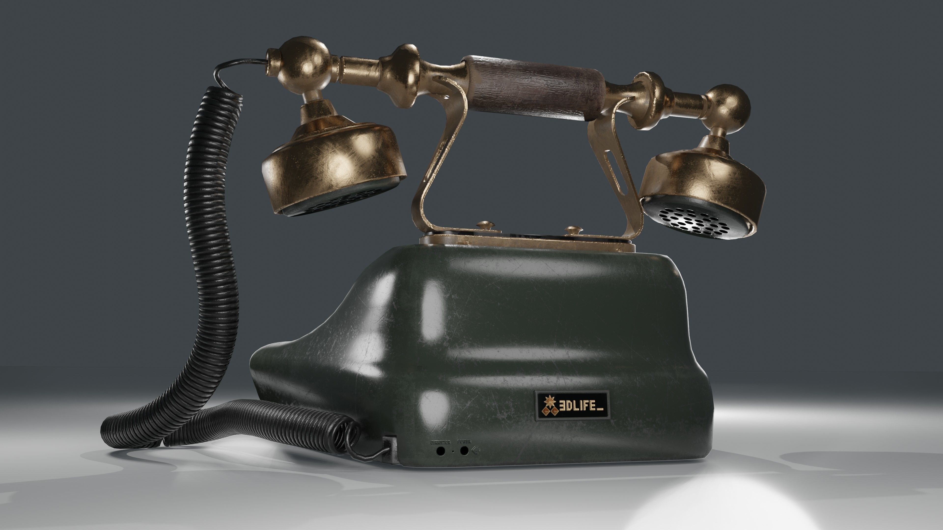 Old Telephone  Low-poly 3D model_3