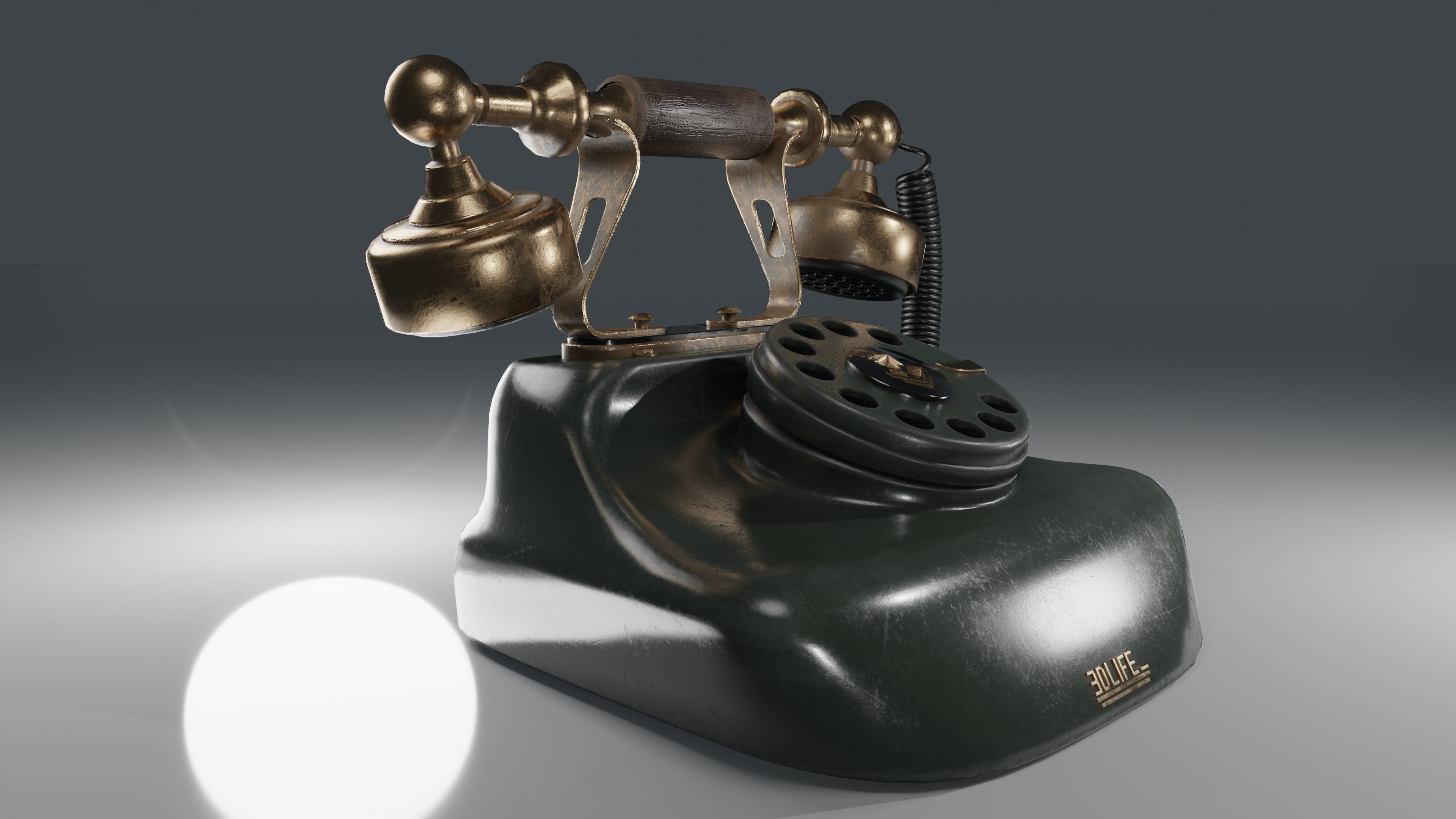 Old Telephone  Low-poly 3D model_16