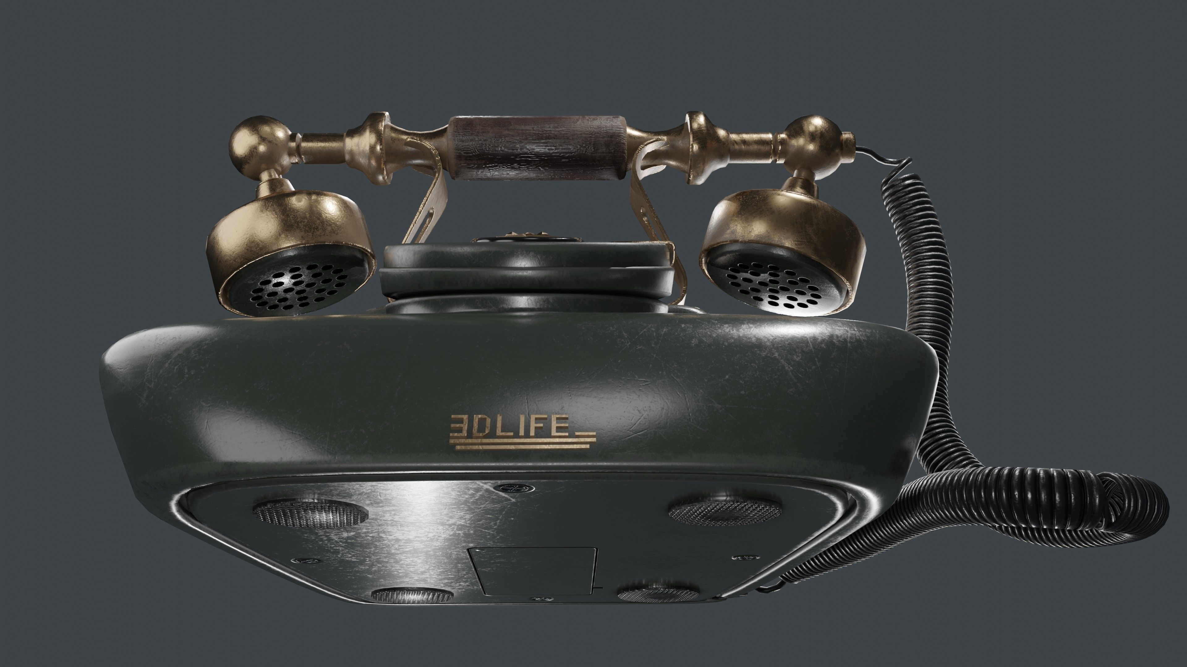 Old Telephone  Low-poly 3D model_8