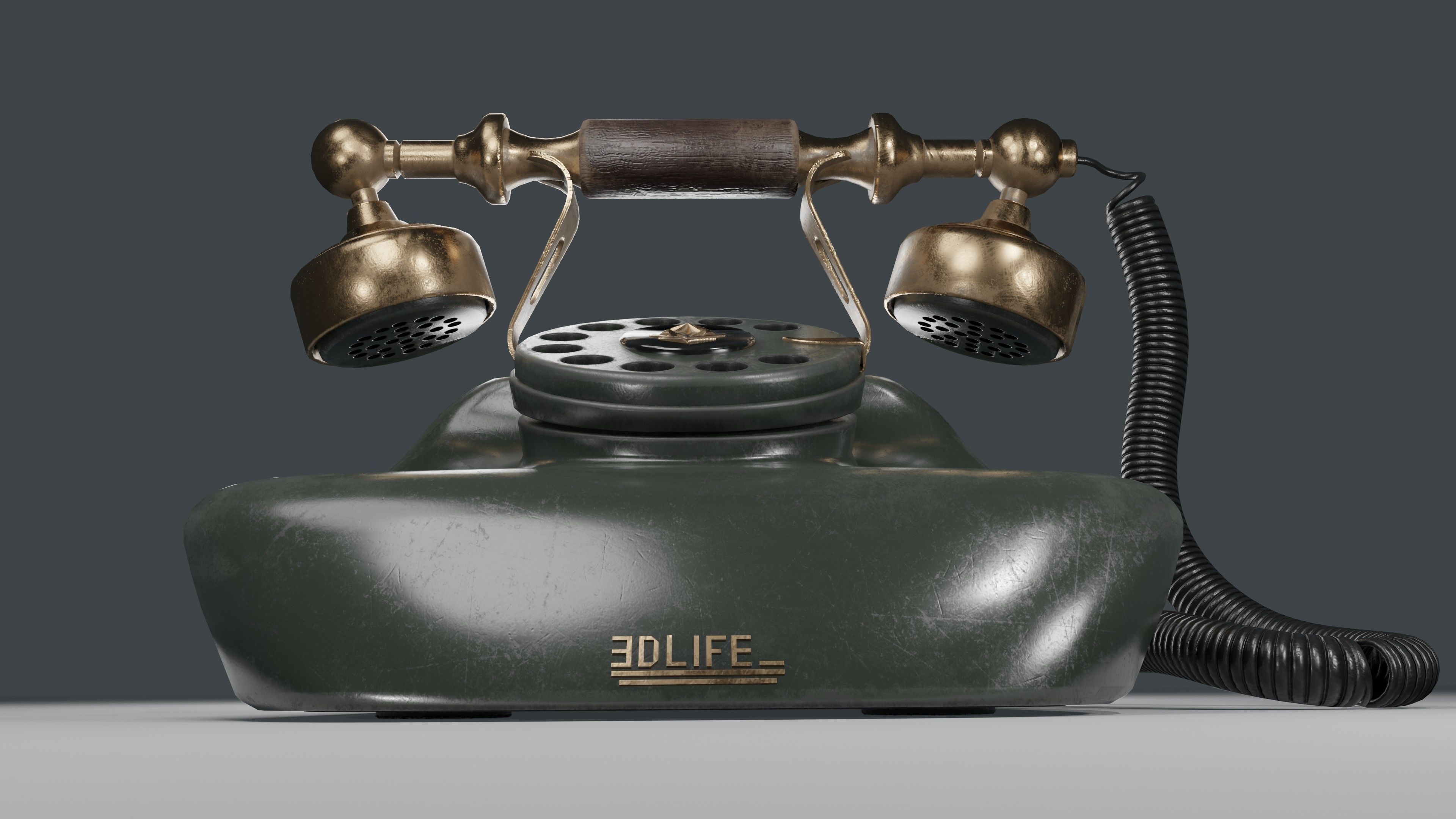 Old Telephone  Low-poly 3D model_15