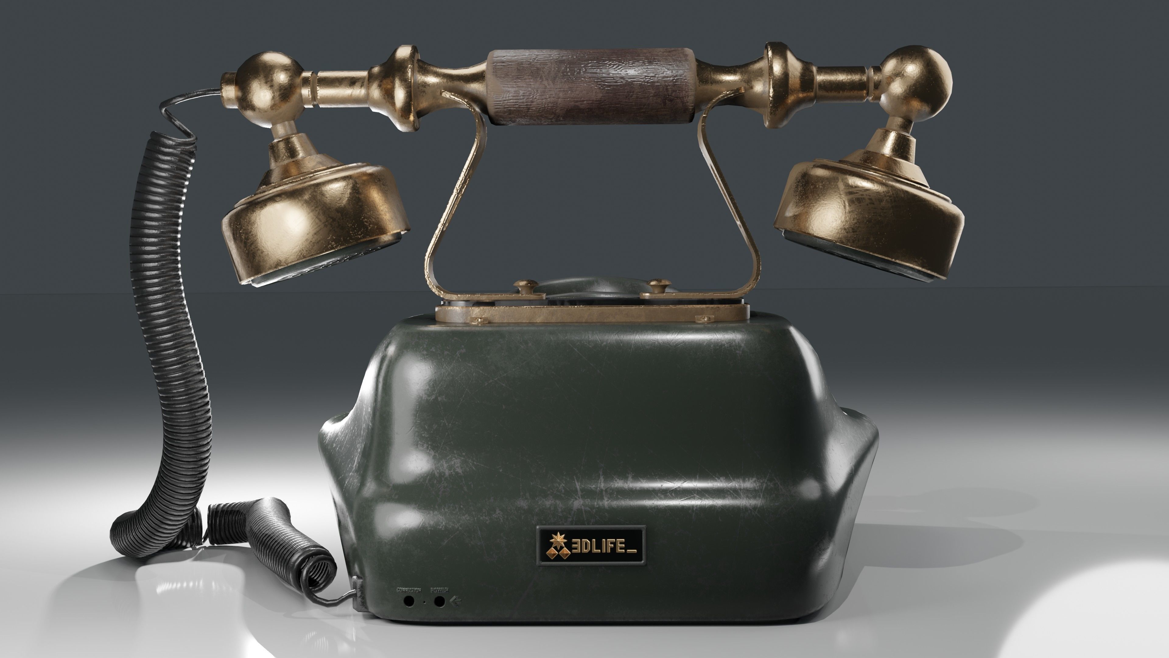 Old Telephone  Low-poly 3D model_12