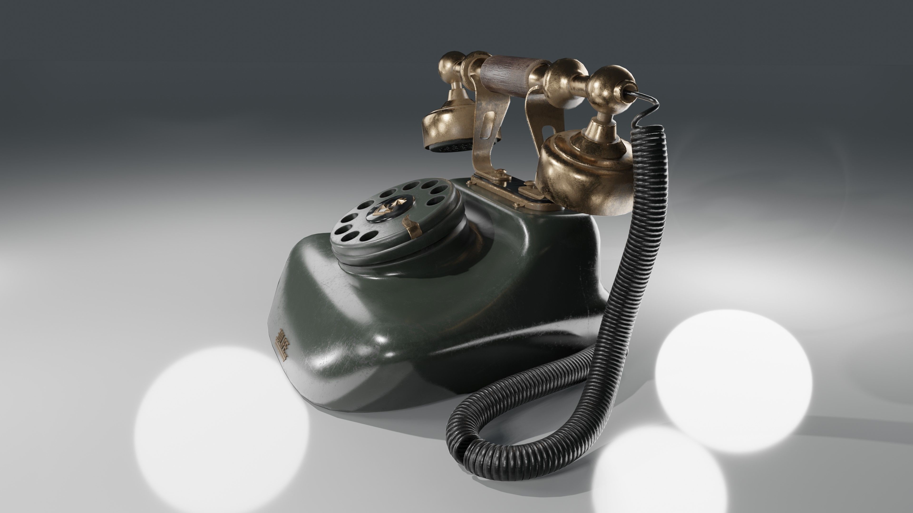 Old Telephone  Low-poly 3D model_13