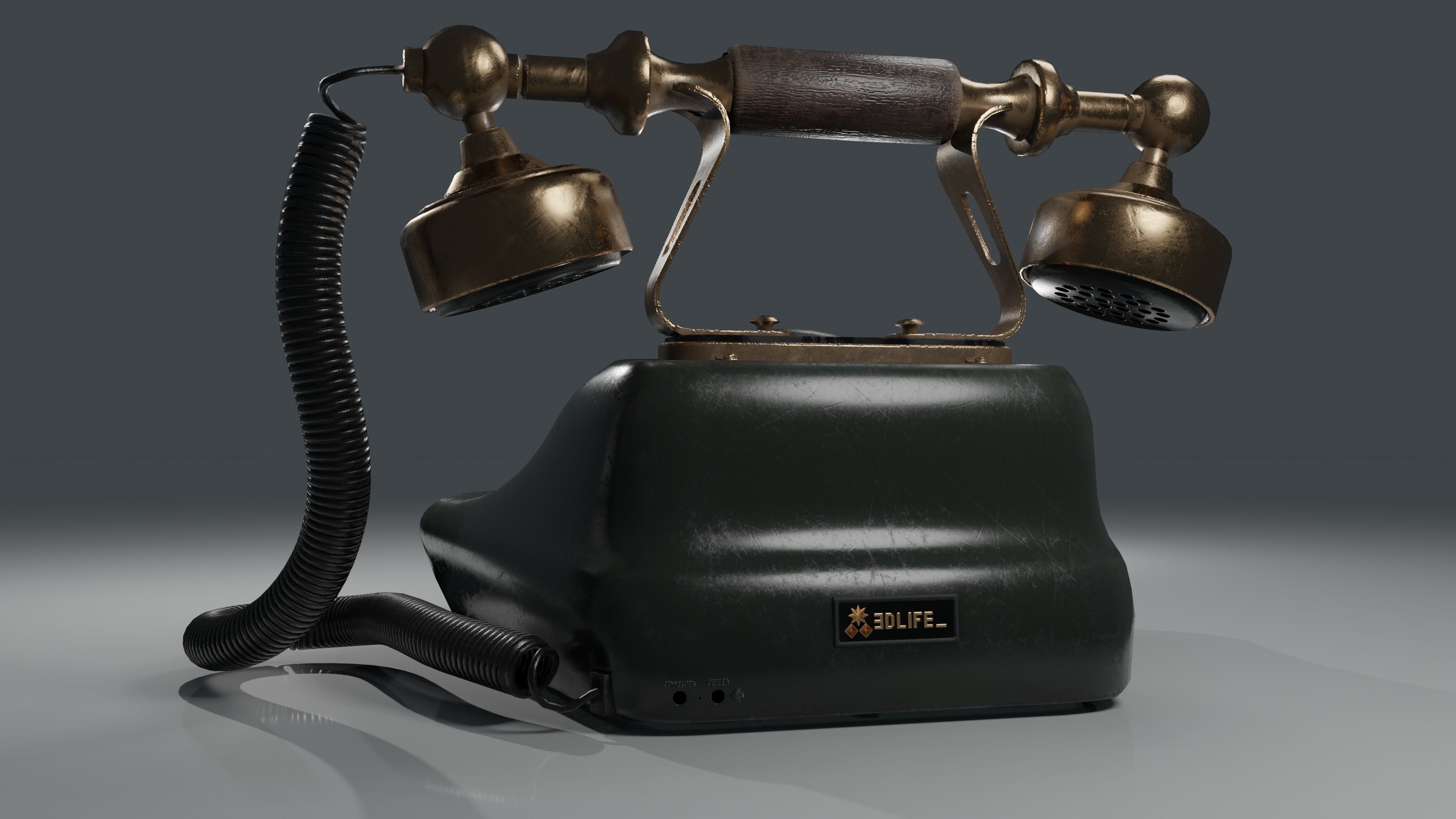 Old Telephone  Low-poly 3D model_11