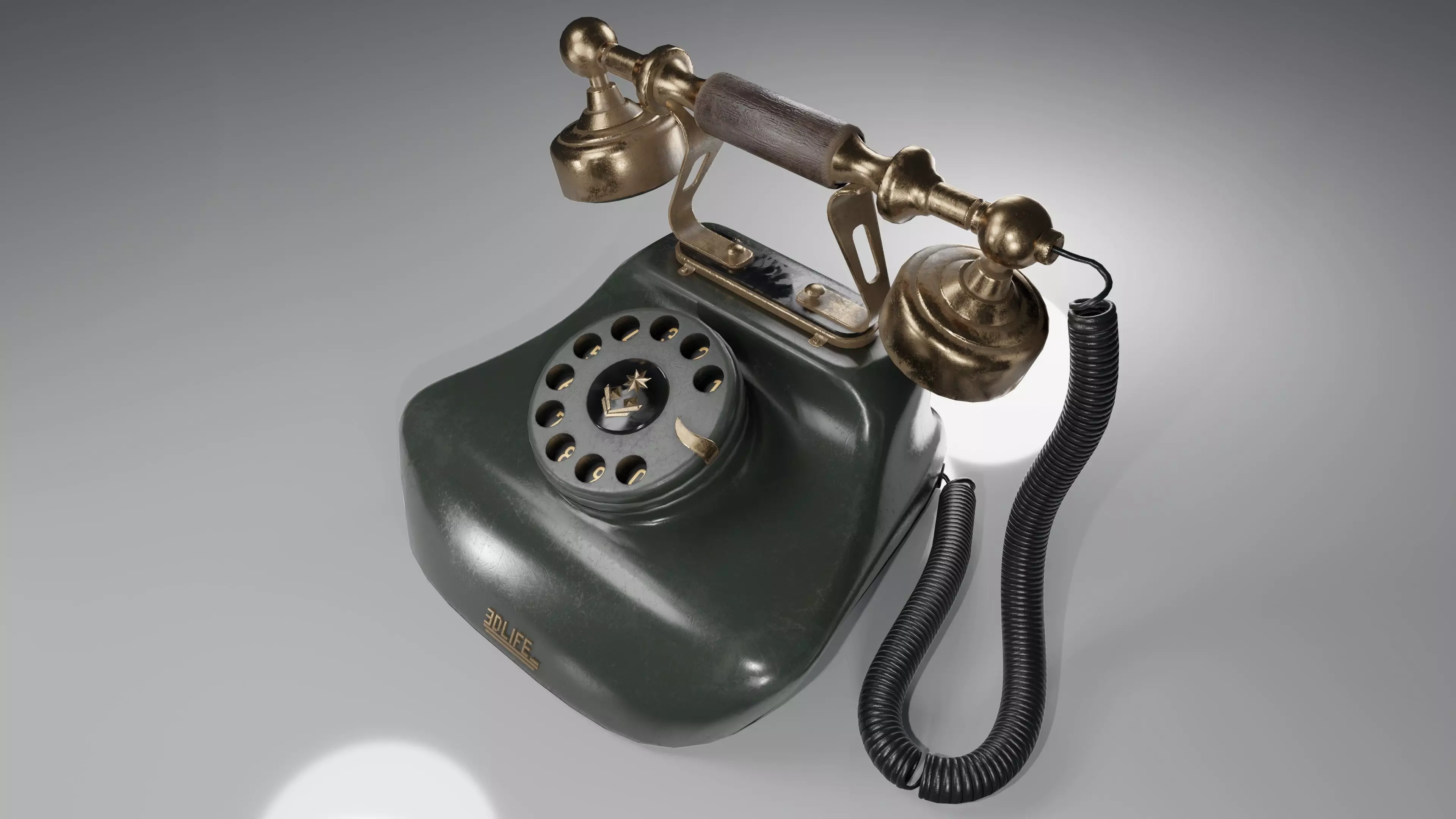 Old Telephone  Low-poly 3D model_0