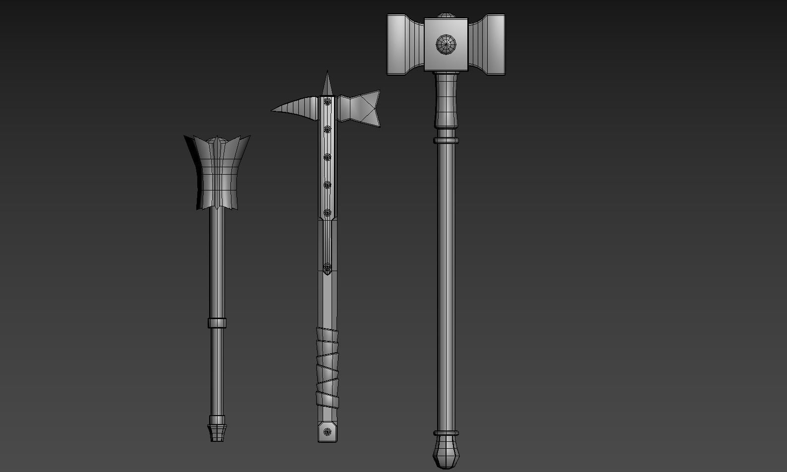Medieval weapons collection Low-poly 3D model_16