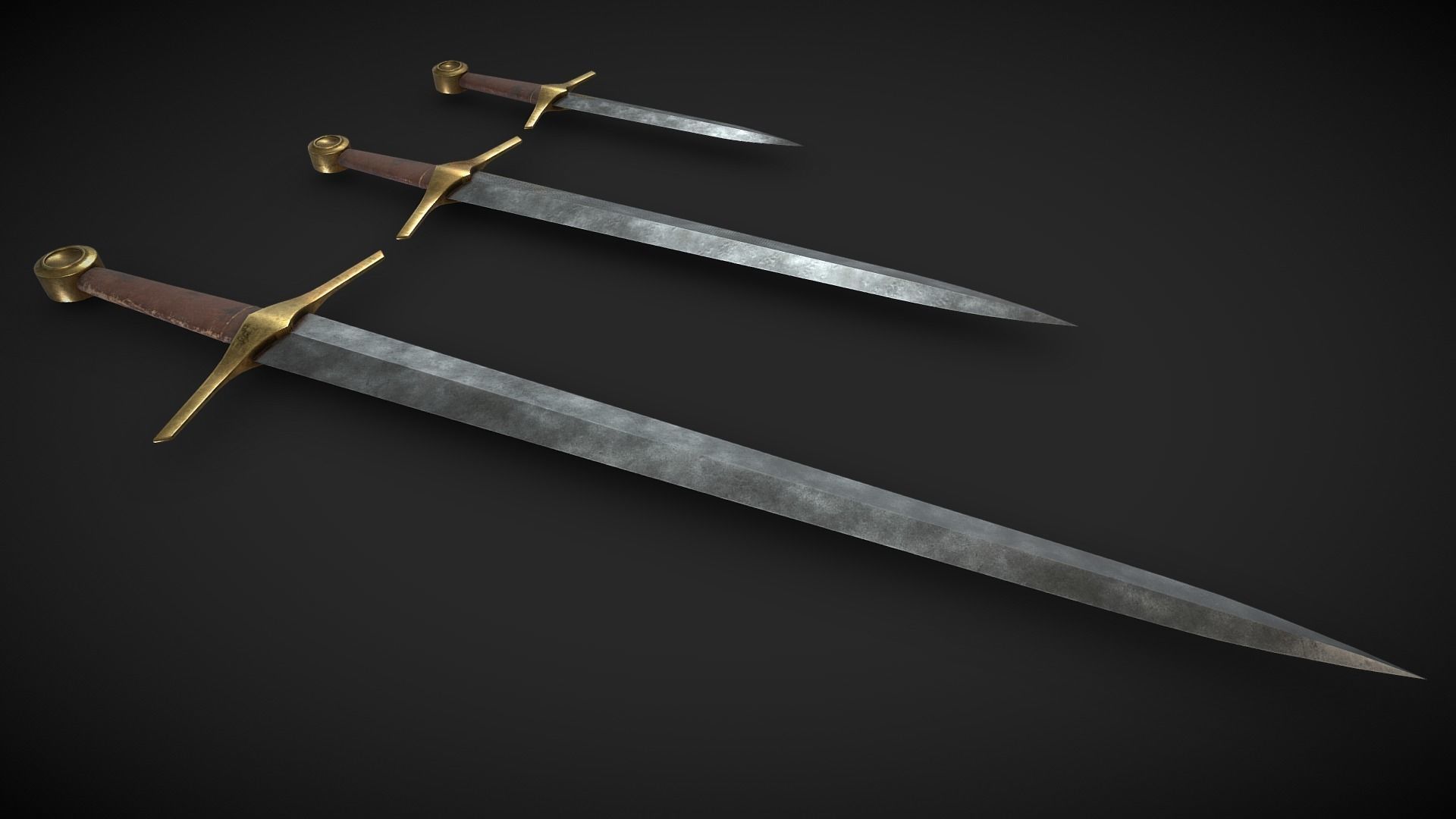 Medieval weapons collection Low-poly 3D model_2