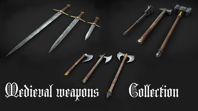 Medieval weapons collection Low-poly 3D model