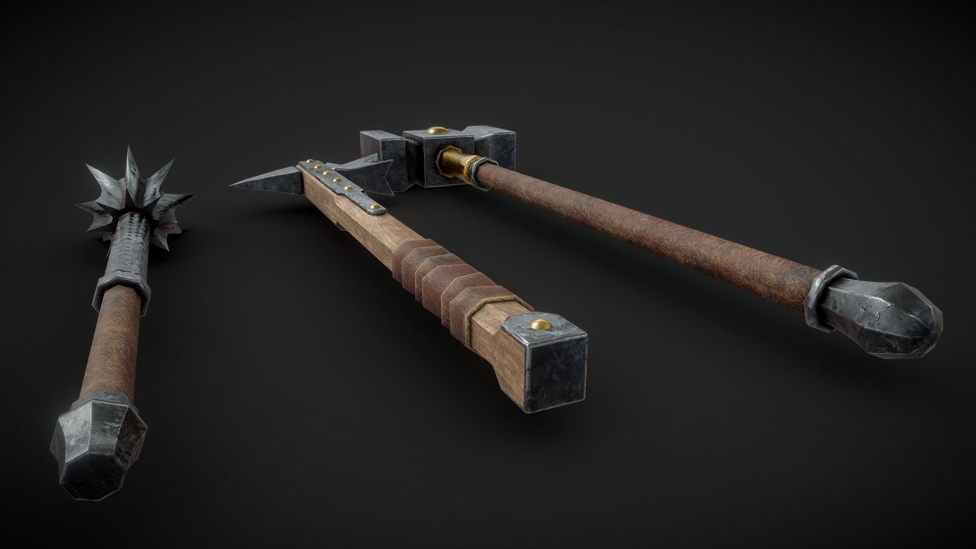 Medieval weapons collection Low-poly 3D model_15