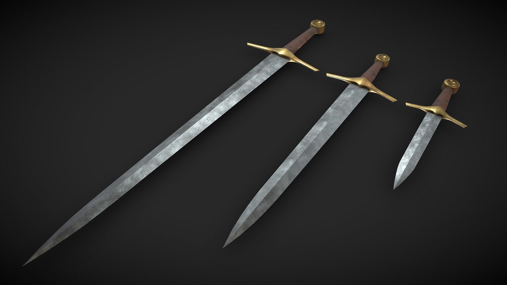 Medieval weapons collection Low-poly 3D model_1