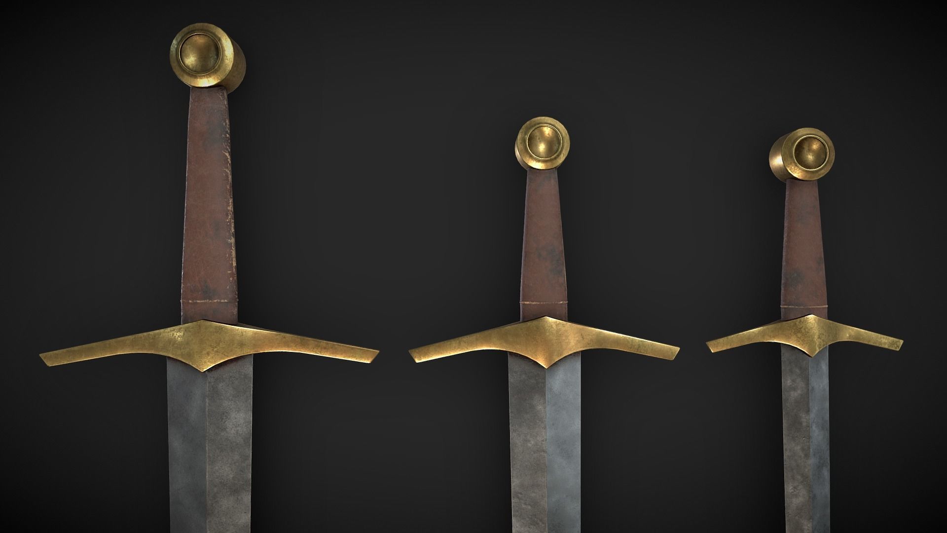 Medieval weapons collection Low-poly 3D model_4