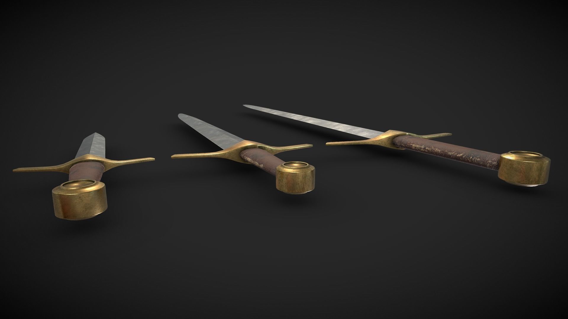 Medieval weapons collection Low-poly 3D model_6