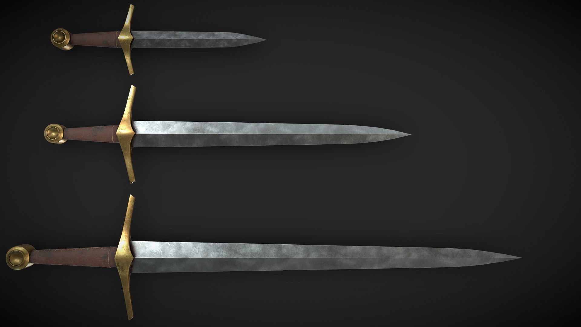 Medieval weapons collection Low-poly 3D model_3