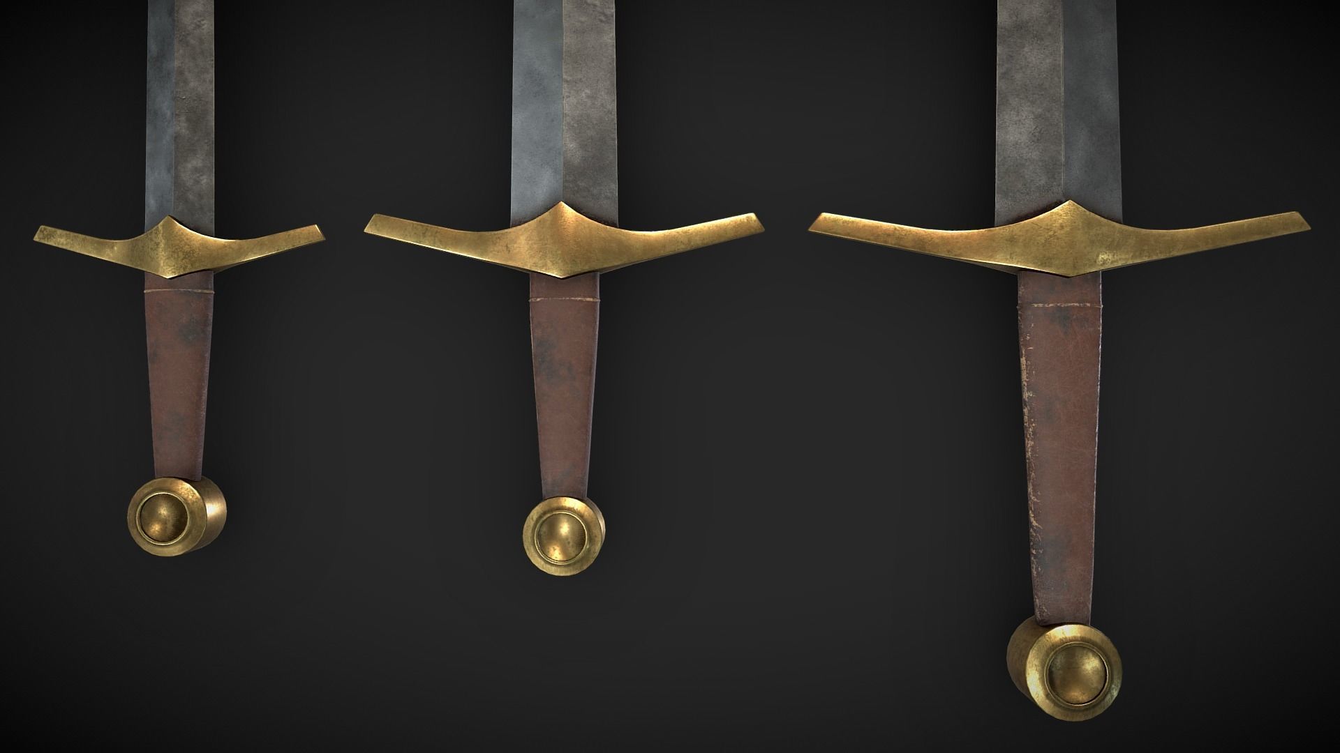 Medieval weapons collection Low-poly 3D model_5