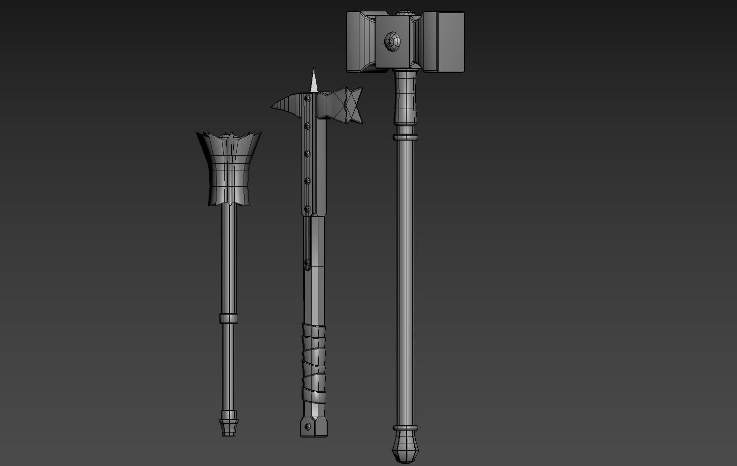 Medieval weapons collection Low-poly 3D model_18