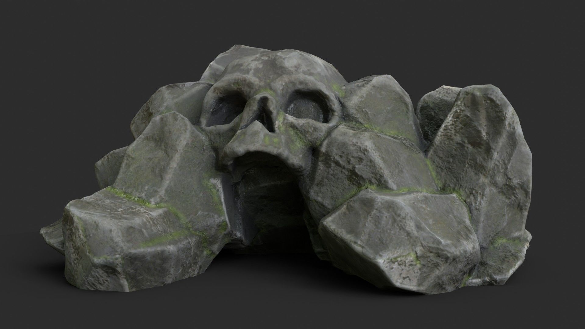 Rock Skull 1005 - Grey Jagged Stone Low-poly 3D model_6