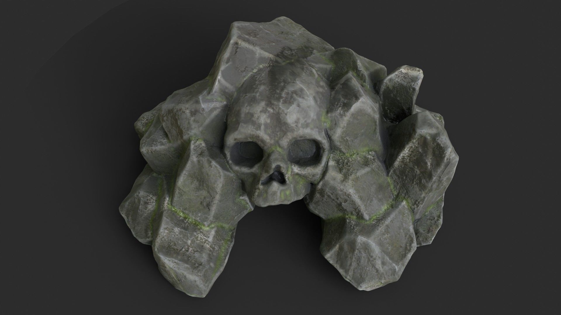 Rock Skull 1005 - Grey Jagged Stone Low-poly 3D model_7