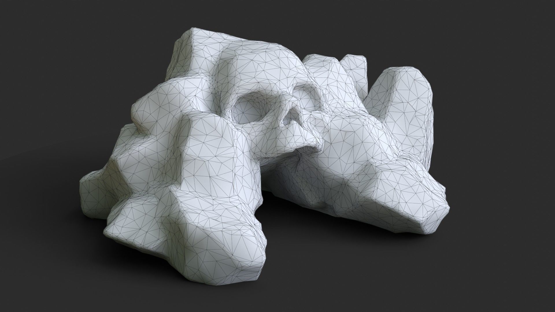 Rock Skull 1005 - Grey Jagged Stone Low-poly 3D model_9