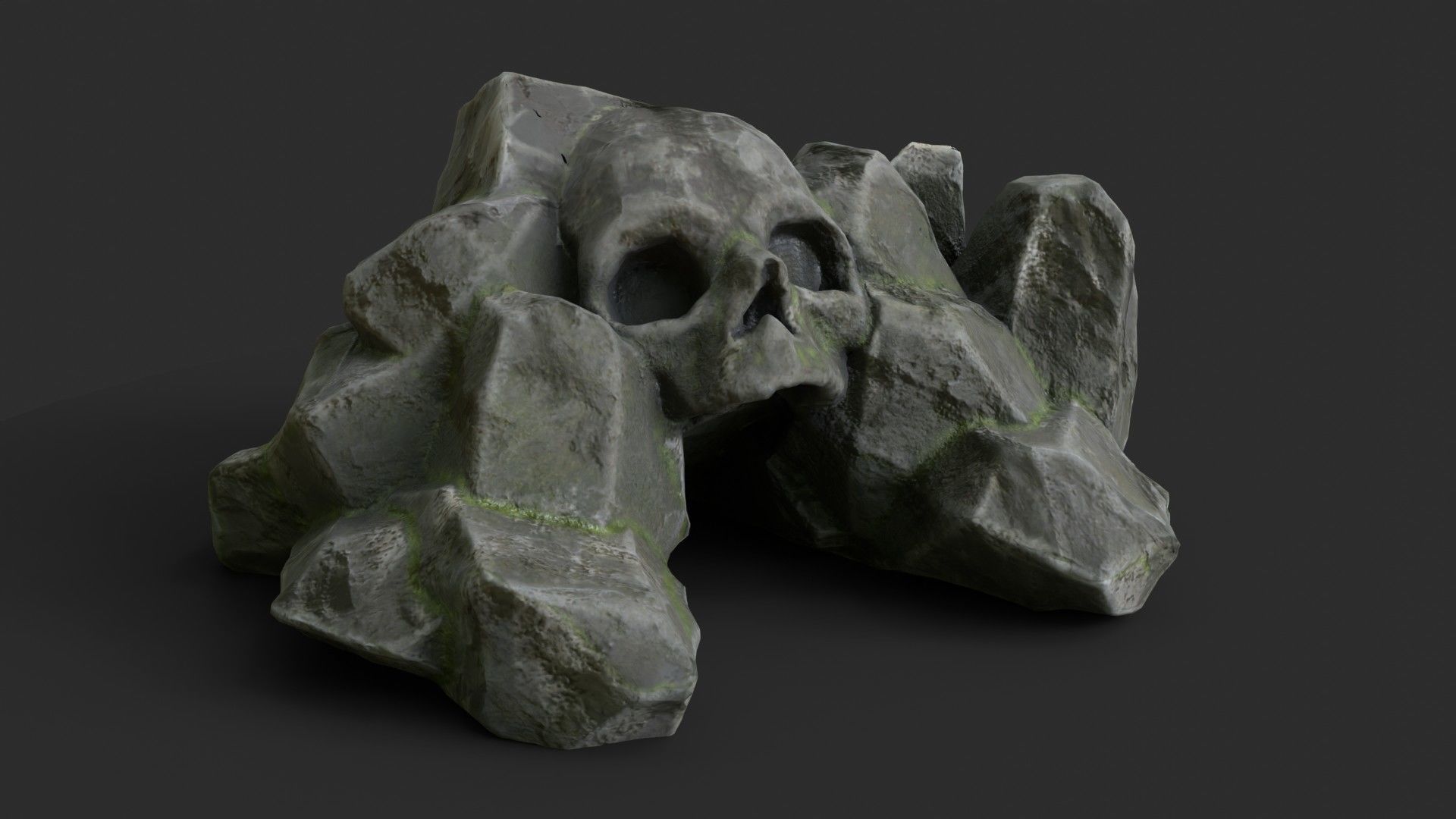 Rock Skull 1005 - Grey Jagged Stone Low-poly 3D model_2