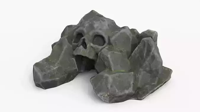 Rock Skull 1005 - Grey Jagged Stone Low-poly 3D model