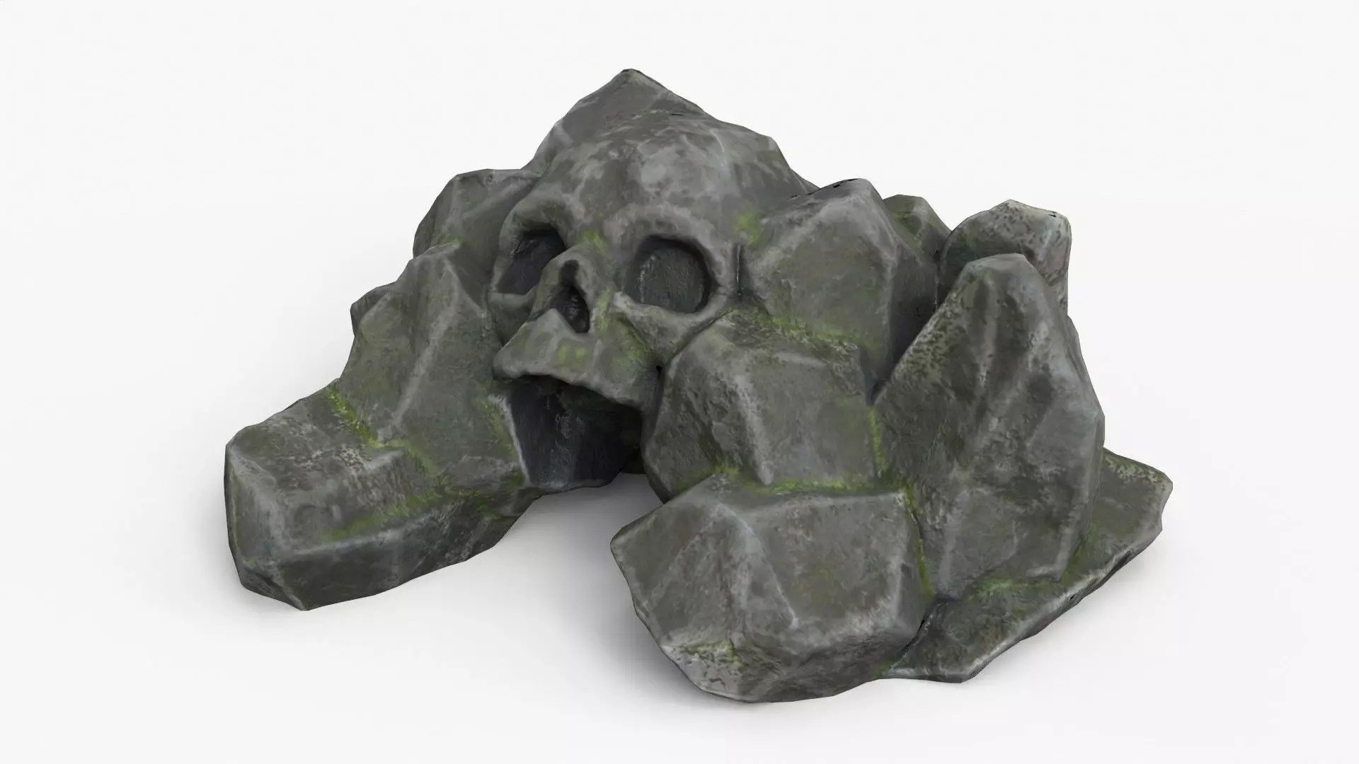 Rock Skull 1005 - Grey Jagged Stone Low-poly 3D model_0