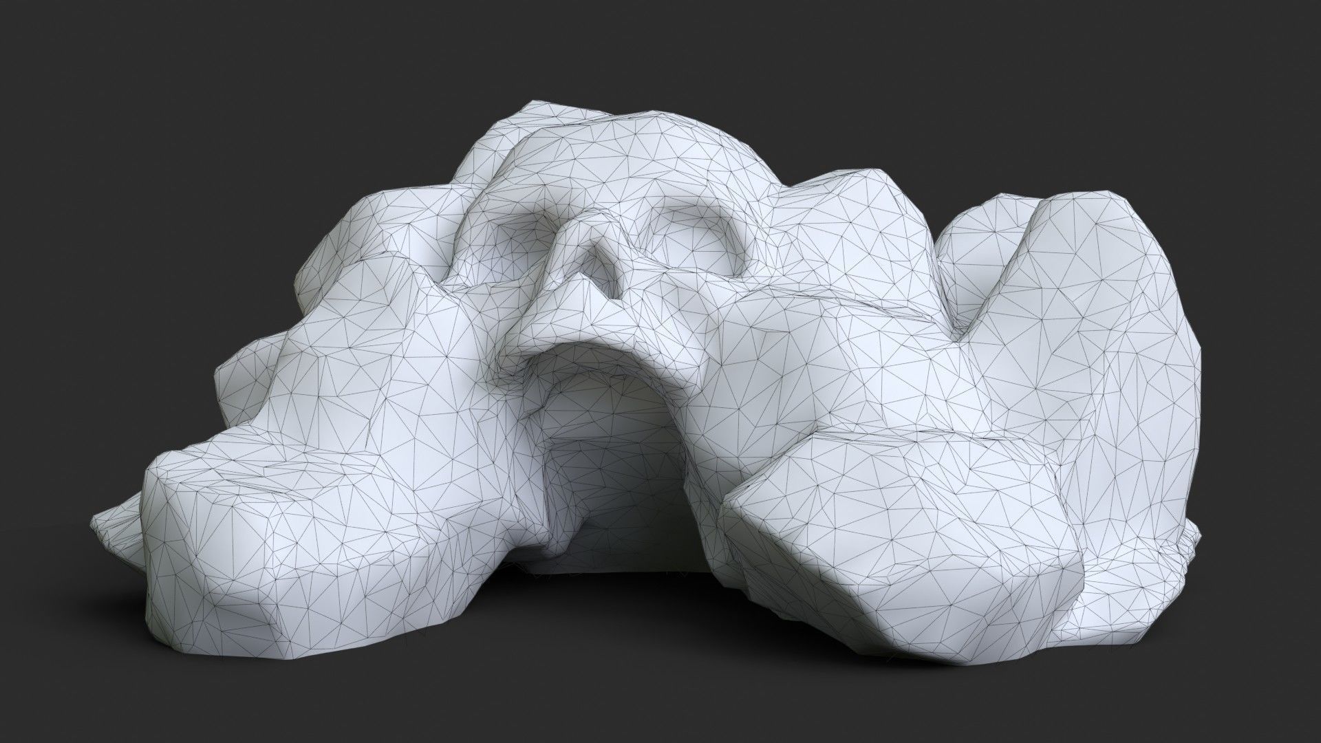 Rock Skull 1005 - Grey Jagged Stone Low-poly 3D model_13