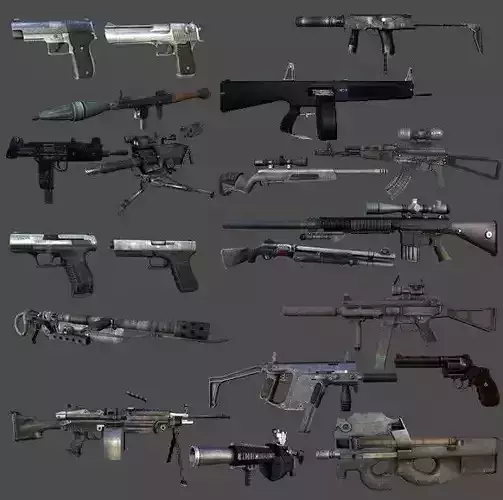 More than 800 guns ultra pack with realistic and low poly guns