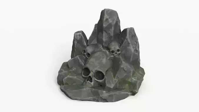 Rock Skull 1002 - Grey Jagged Stone Low-poly 3D model