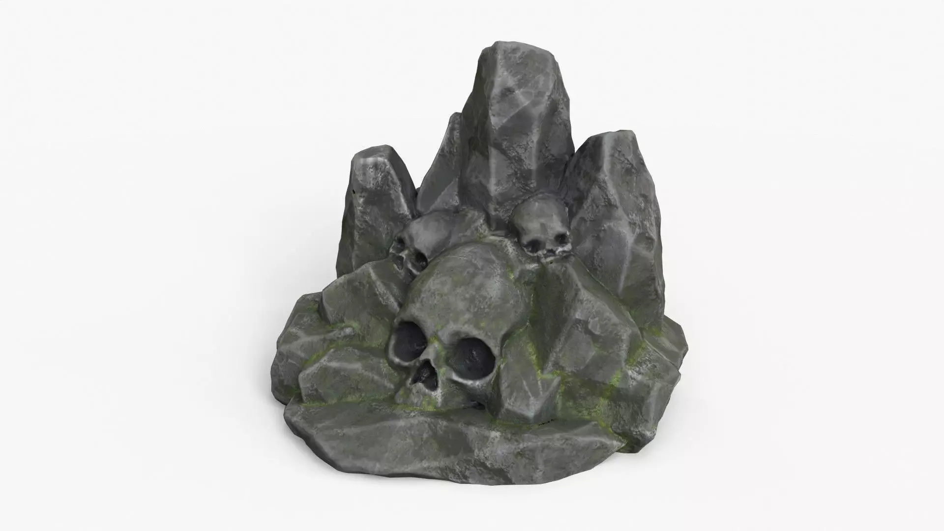 Rock Skull 1002 - Grey Jagged Stone Low-poly 3D model_0