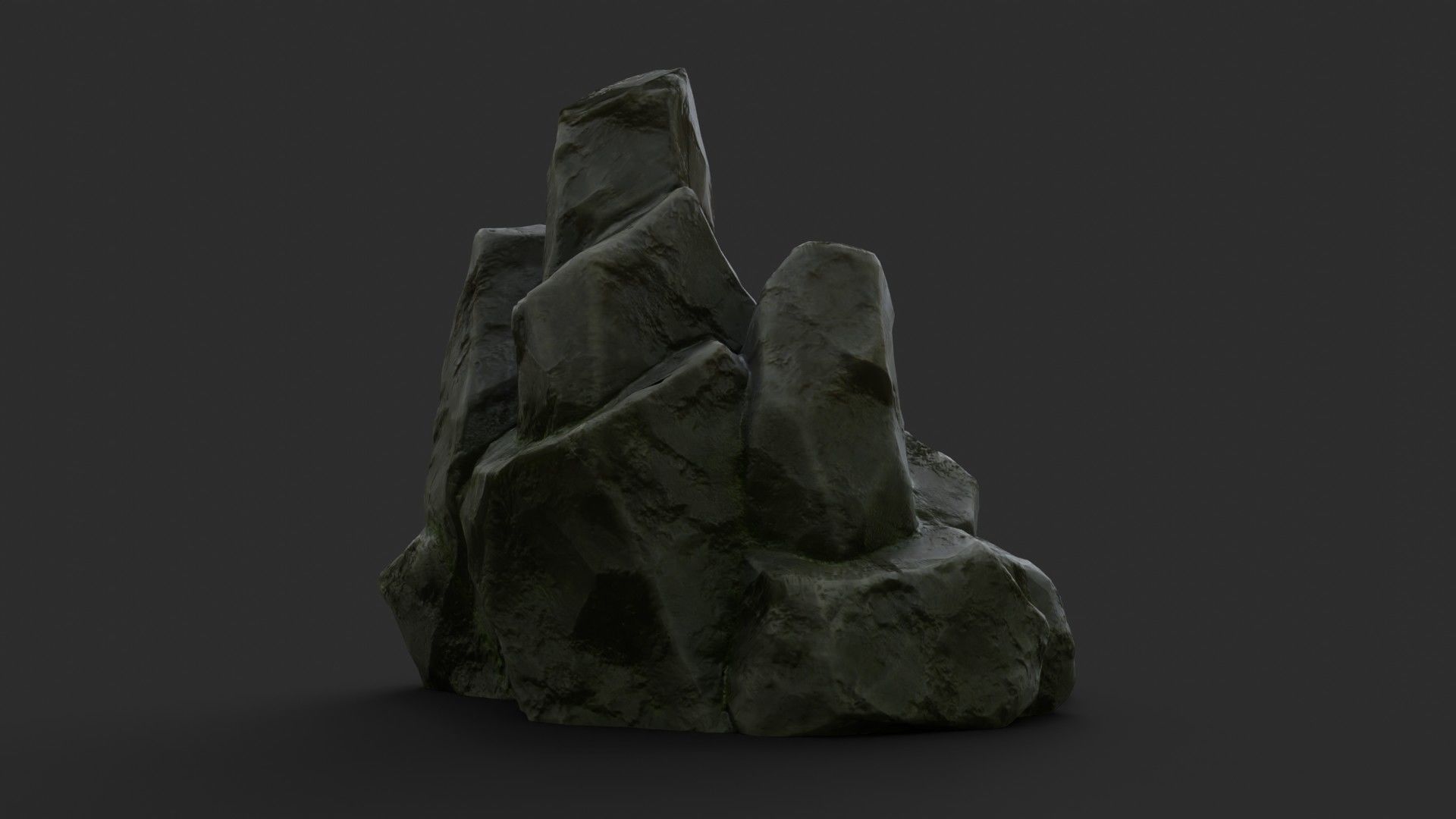 Rock Skull 1002 - Grey Jagged Stone Low-poly 3D model_3