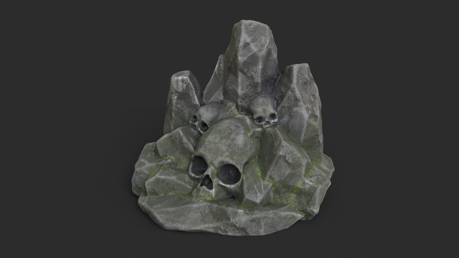 Rock Skull 1002 - Grey Jagged Stone Low-poly 3D model_1