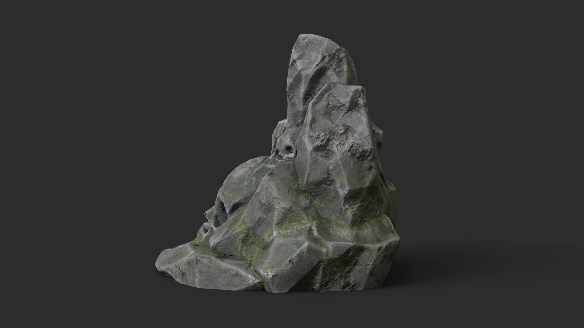Rock Skull 1002 - Grey Jagged Stone Low-poly 3D model_6