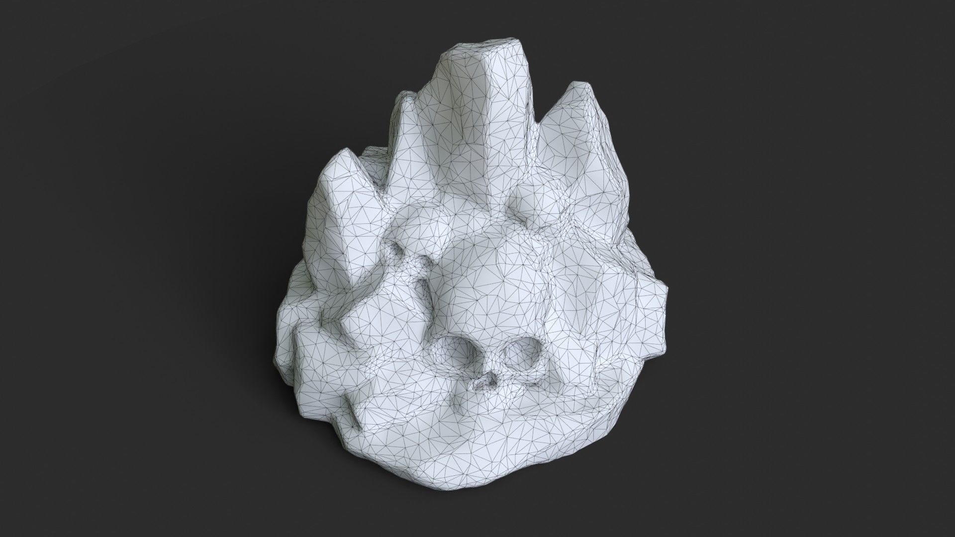 Rock Skull 1002 - Grey Jagged Stone Low-poly 3D model_14
