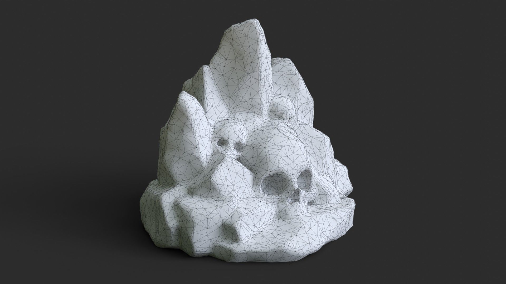 Rock Skull 1002 - Grey Jagged Stone Low-poly 3D model_9