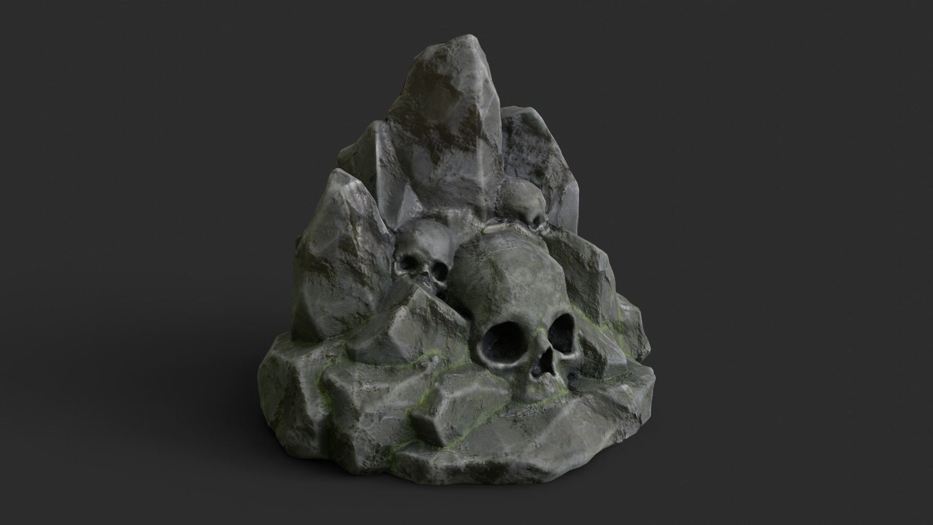 Rock Skull 1002 - Grey Jagged Stone Low-poly 3D model_2