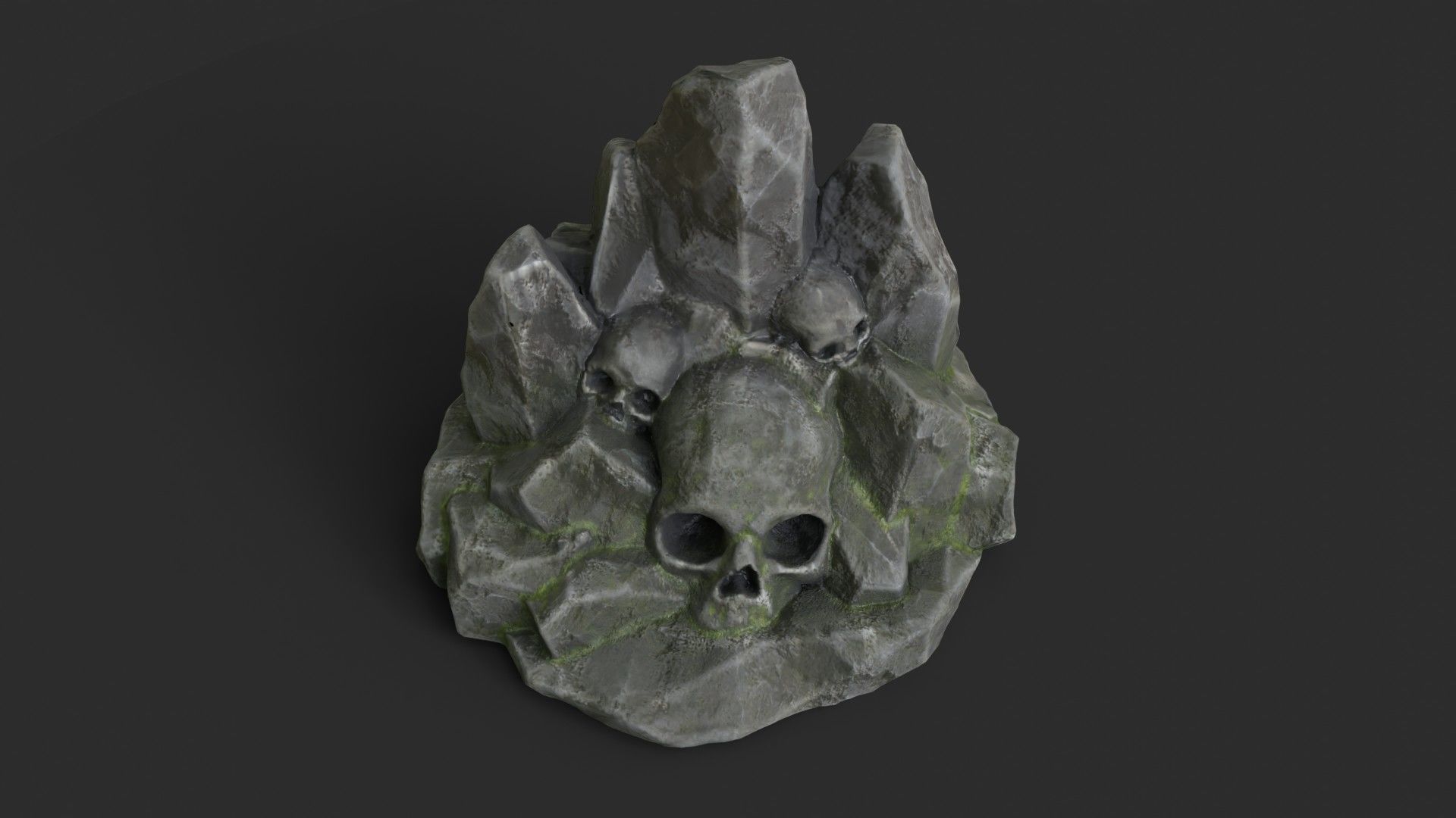 Rock Skull 1002 - Grey Jagged Stone Low-poly 3D model_7