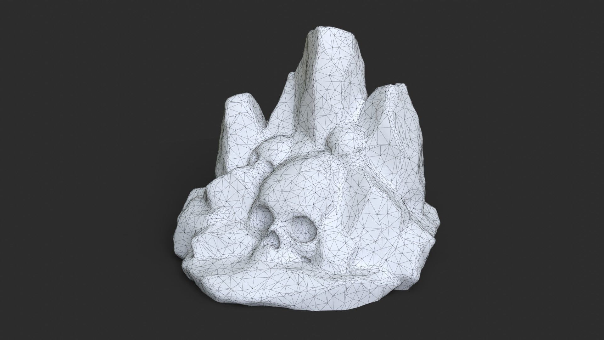 Rock Skull 1002 - Grey Jagged Stone Low-poly 3D model_8