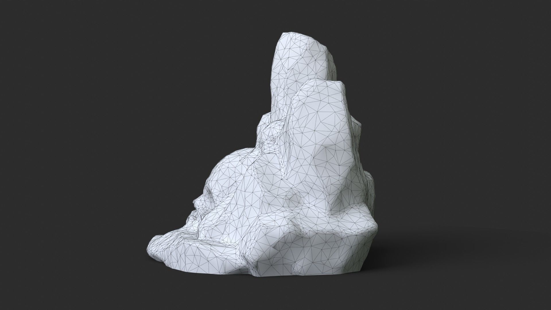 Rock Skull 1002 - Grey Jagged Stone Low-poly 3D model_13