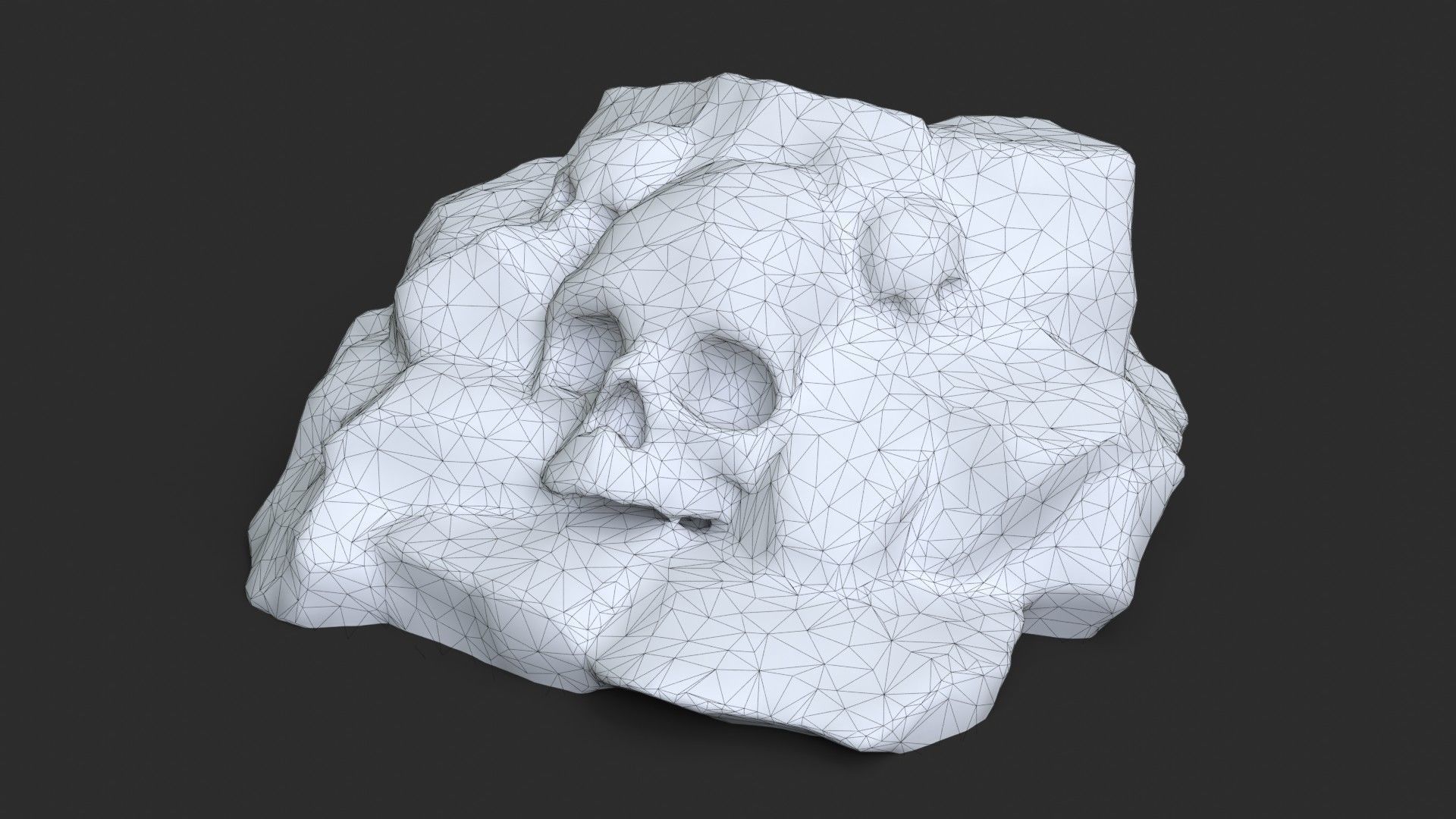 Rock Skull 1003 - Grey Jagged Stone Low-poly 3D model_11