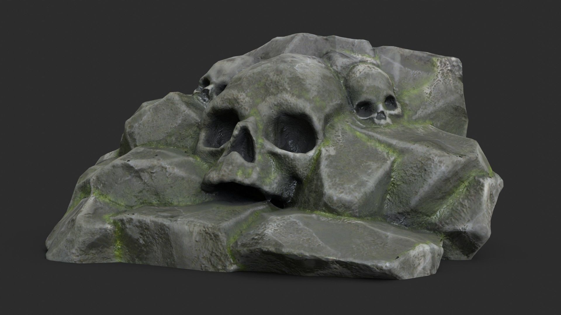 Rock Skull 1003 - Grey Jagged Stone Low-poly 3D model_6