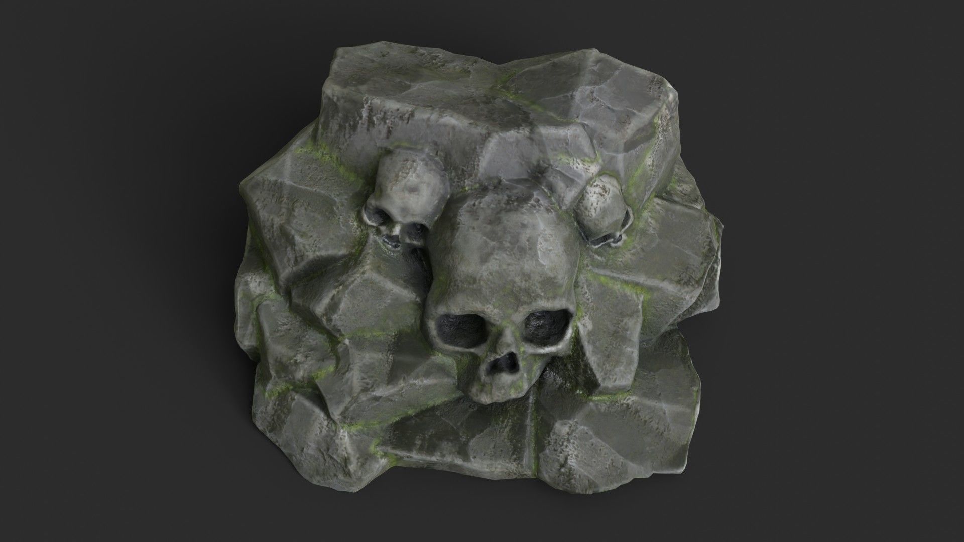 Rock Skull 1003 - Grey Jagged Stone Low-poly 3D model_7