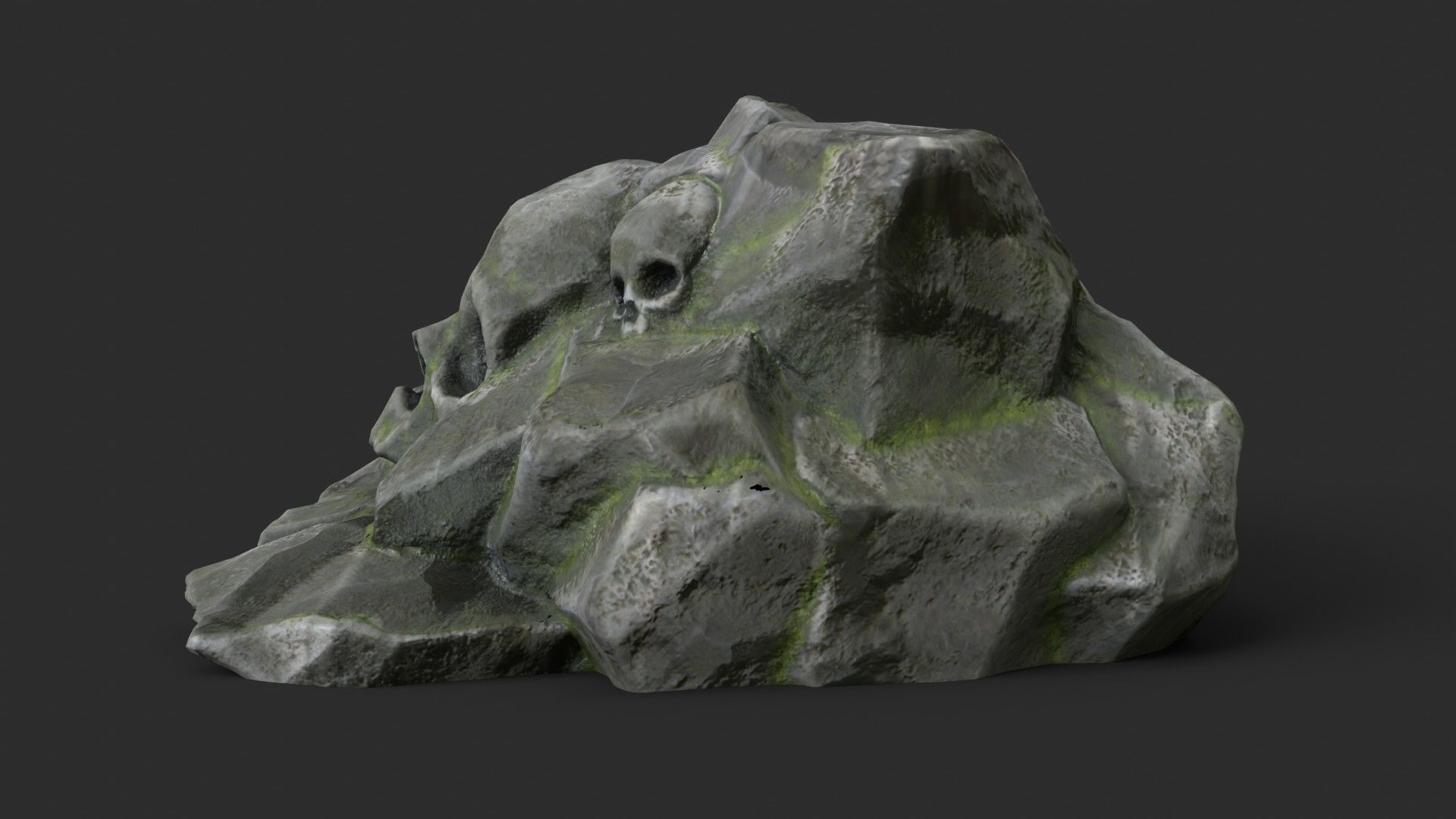 Rock Skull 1003 - Grey Jagged Stone Low-poly 3D model_5