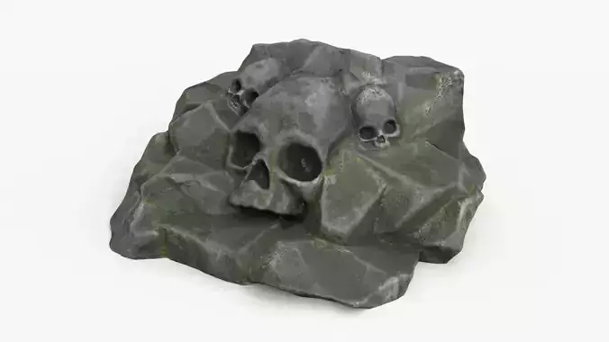 Rock Skull 1003 - Grey Jagged Stone Low-poly 3D model